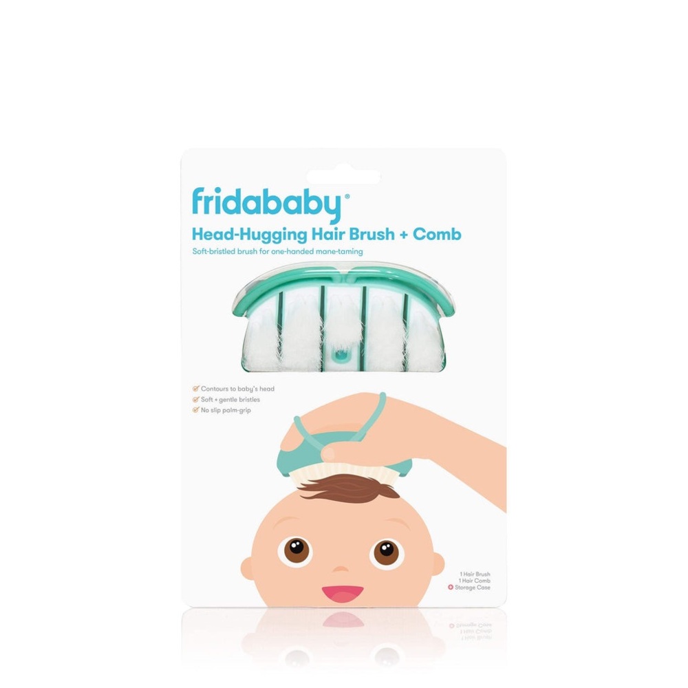 Fridababy Soft Bristle Hair Brush and Comb Set - White and Blue
